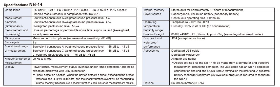 NB14 specs
