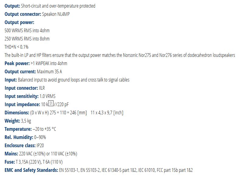 Nor280 specs